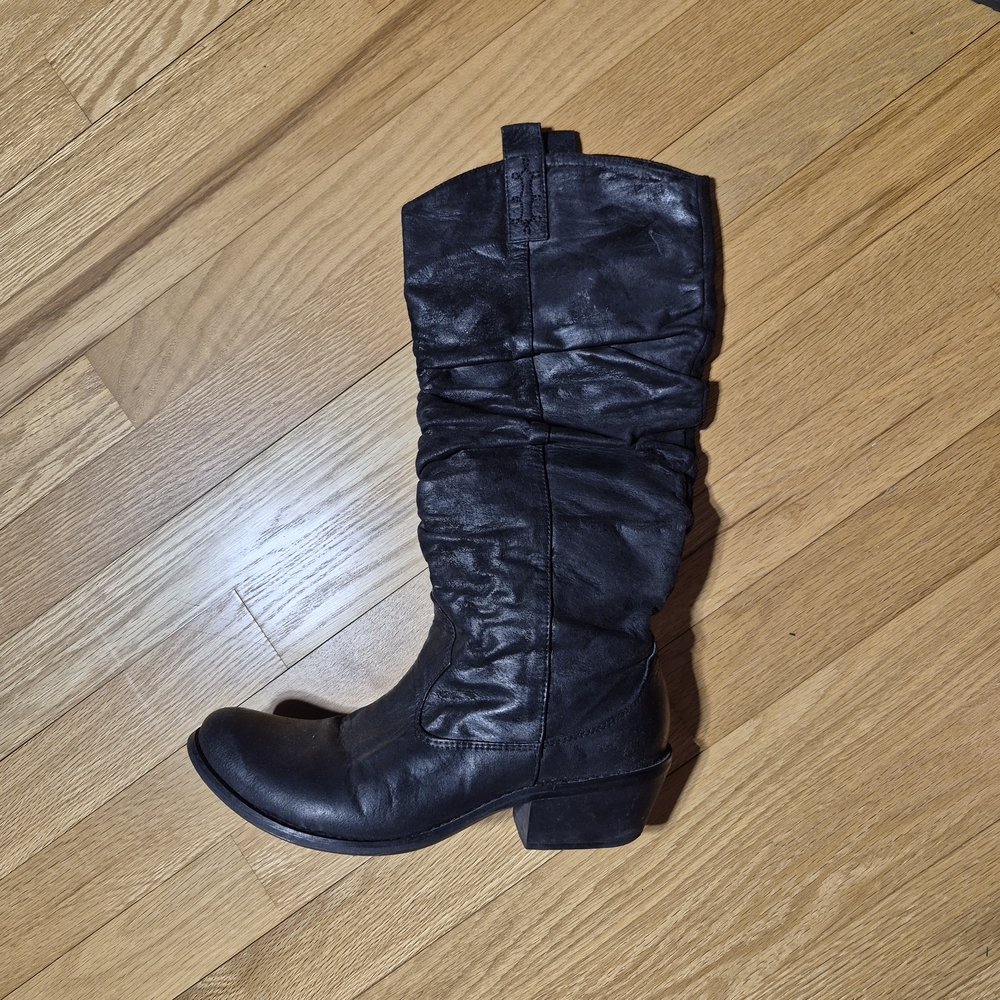 Black Leather Western Style Women's Boots Vintage, Size 6.5 - Picture 4 of 10